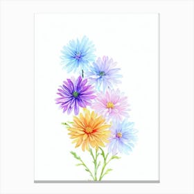 Chrysanthemums Watercolour Flower Canvas Print