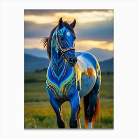 Blue Painted Horse Canvas Print