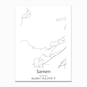 Sarnen,Switzerland Minimalist Map Canvas Print