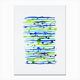 Line Splatter Blue Green Watercolor 2 Canvas Print