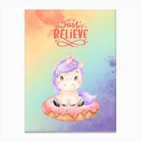 Just Believe Unicorn Canvas Print