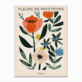 Spring Floral French Poster  Peony 3 Canvas Print