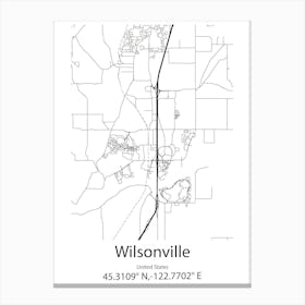 Wilsonville,United States Minimalist Map Stampe su tela