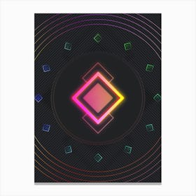 Neon Geometric Glyph in Pink and Yellow Circle Array on Black n.0151 Canvas Print