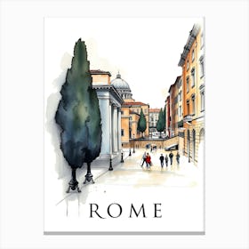 Watercolor Sketch Of Rome Canvas Print