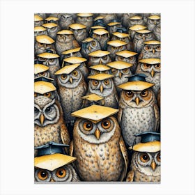 Owls In Graduation Caps Canvas Print