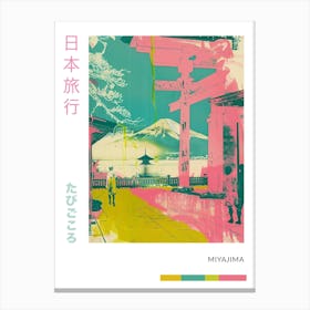Miyajima Japan Retro Duotone Silkscreen Poster 4 Canvas Print