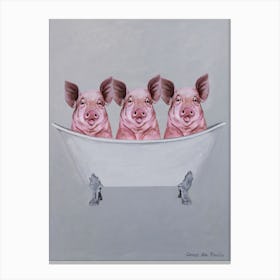 Pigs In Bathtub Canvas Print