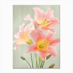 Lilies Flowers Acrylic Painting In Pastel Colours 1 Canvas Print