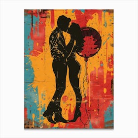 Elvis Kissing, Vibrant Pop Art Canvas Print