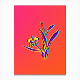 Neon Clamshell Orchid Botanical in Hot Pink and Electric Blue n.0474 Canvas Print