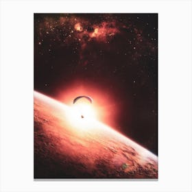 Space Parachutist Orange Galaxy Canvas Print