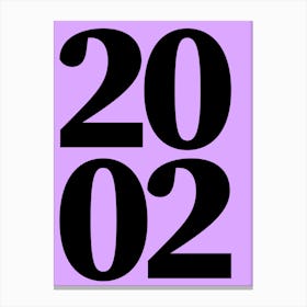2002 Typography Date Year Word Canvas Print