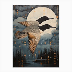 Common Loon 1 Gold Detail Painting Canvas Print