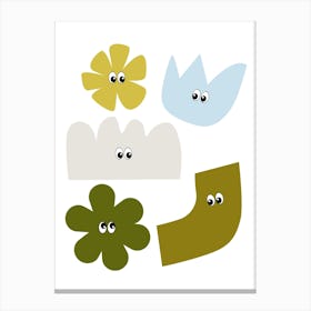 Friendly Shapes Olive Green Canvas Print
