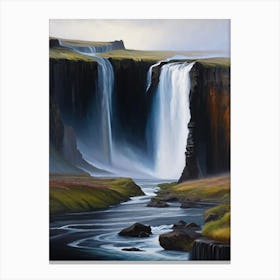 Hrafnabjargarfoss, Iceland Peaceful Oil Art  Canvas Print