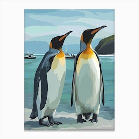 Emperor Penguin Paradise Harbor Minimalist Illustration 1 Canvas Print