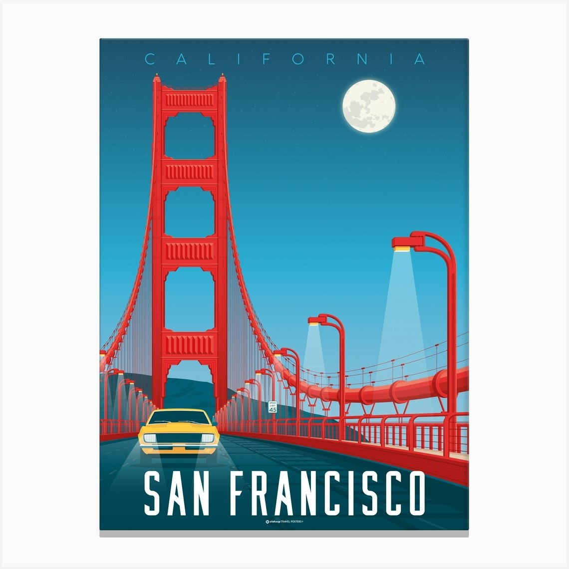 San Francisco Golden Gate Bridge Canvas Print by Olahoop Travel Posters