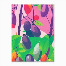 Olive Risograph Retro Poster Fruit Canvas Print