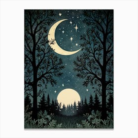 Night In The Forest Style William Morris Art Print 3 Canvas Print