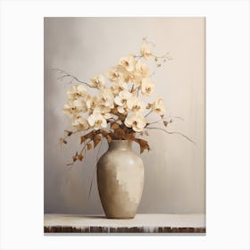 Orchid, Autumn Fall Flowers Sitting In A White Vase, Farmhouse Style 2 Canvas Print