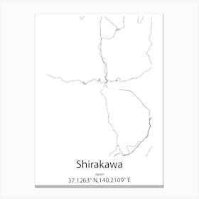 Shirakawa,Japan Minimalist Map Canvas Print