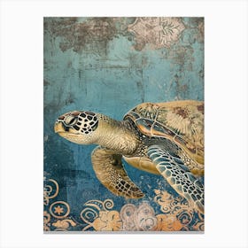 Ornamental Wallpaper Inspired Sea Turtle 2 Canvas Print