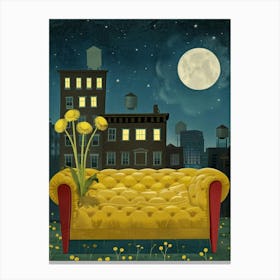 Yellow Couch At Night Canvas Print