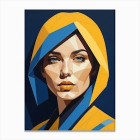 Geometric Woman Portrait Pop Art Fashion Yellow (15) Canvas Print