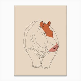 Hippo - Boho, Line Art 1 Canvas Print