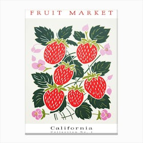 Strawberry Fruit Poster Gift California Market Canvas Print