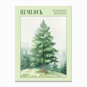 Hemlock Tree Atmospheric Watercolour Painting 4 Poster Canvas Print