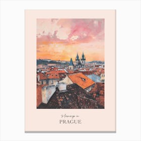 Mornings In Prague Rooftops Morning Skyline 4 Canvas Print