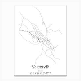 Vastervik,Sweden Minimalist Map Canvas Print