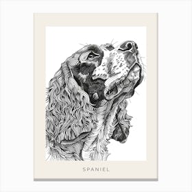 Spaniel Minimal Line Sketch Poster Canvas Print