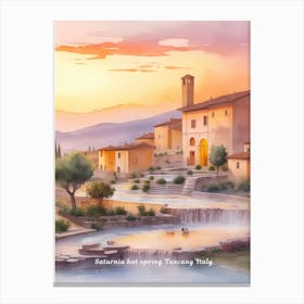 Saturnia hot spring Tuscany Sunset Italy Painting Canvas Print