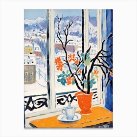 The Windowsill Of Zurich   Switzerland Snow Inspired By Matisse 4 Canvas Print