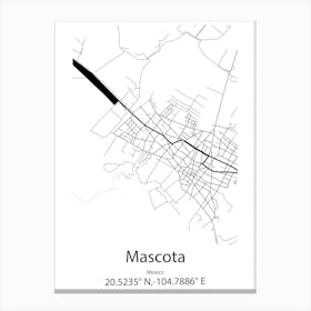 Mascota,Mexico Minimalist Map Canvas Print