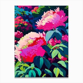 Japanese Peonies In A Garden Colourful 1 Painting Canvas Print