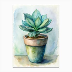 Succulent Plant Watercolor Painting Canvas Print