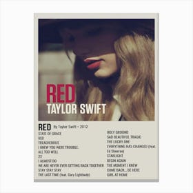 Taylor Swift Red By Taylor Swift 2012 Poster 1 Canvas Print