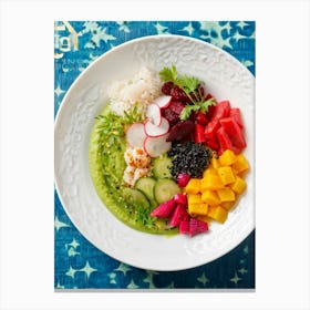 A Photograph Of A Visually Compelling Assortment Of Antioxidant Rich Foods On A Porcelain Dish With (1) Canvas Print