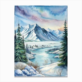 Gates Of The Artic National Park Watercolor Painting Canvas Print