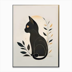 black cat mininalist portrait 4 Canvas Print