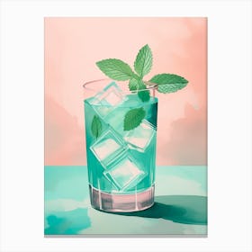 Delicious Cocktail With Peppermint And Ice Cubes Canvas Print