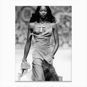 Naomi Campbell Walks The Runway At The Chanel Haute Couture Spring Summer 1993 Canvas Print