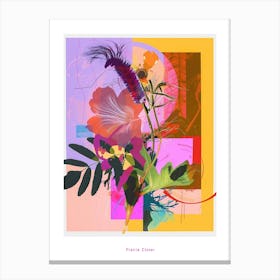 Prairie Clover 2 Neon Flower Collage Poster Canvas Print