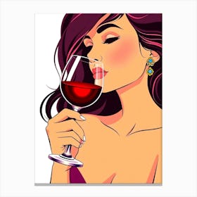 Woman Drinking Wine Canvas Print