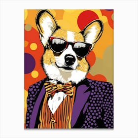 Super Cool Corgi Illustration Pop 12 Canvas Print