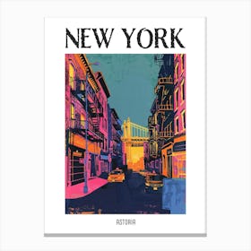 Astoria New York Colourful Silkscreen Illustration 3 Poster Canvas Print